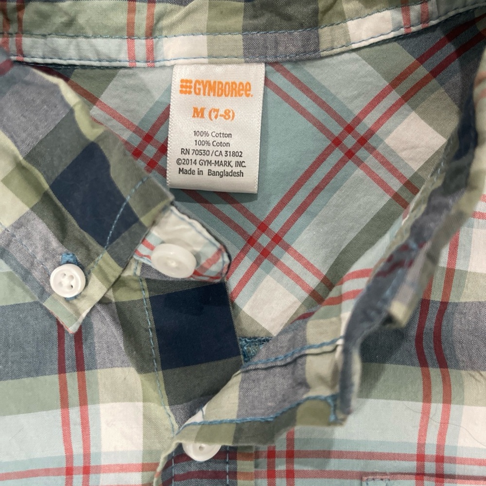 Gymboree Plaid Shirt - Blue, Green, Red, Boys Medium, 100% Cotton - Picture 2 of 2